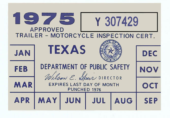 (image for) Texas 1975 Cycle Inspection Sticker
